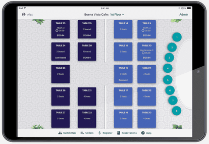 Restaurant table management software interface